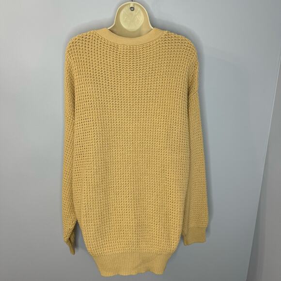 Qualfort Oversized 100% Cotton Waffle Knit Chunky Knit Sweater Tan Relax XL New - Picture 7 of 11